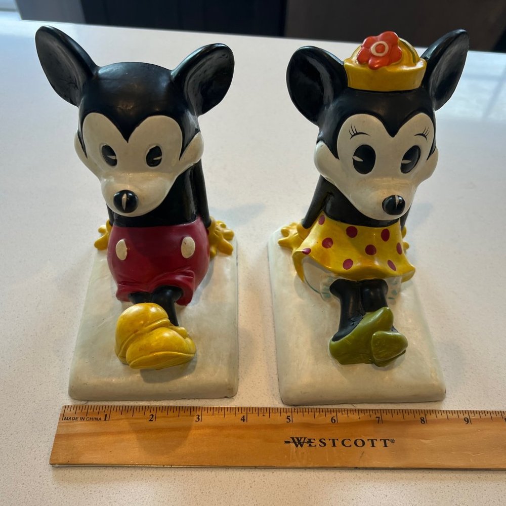 Vintage Disney Mickey and Minnie Mouse Book Ends